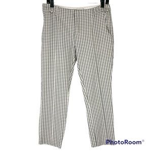 ANTHROPOLOGIE The Essential Slim Cropped Plaid Pants Women’s Size 8 Ivory Black